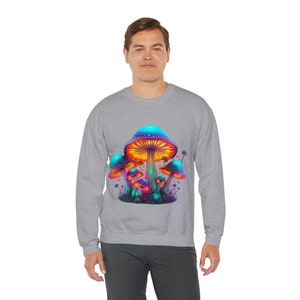 Multicolor leuchtende mystische Pilz Crewneck Unisex Sweatshirt