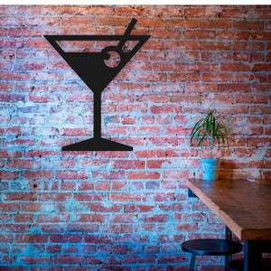 Large Martini Glass Sign/ Mid-century Modern Drink Art/ Bar sign