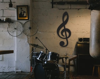 Treble Clef, Wood Wall Hanging, Music Room Decor or Graduation Gift