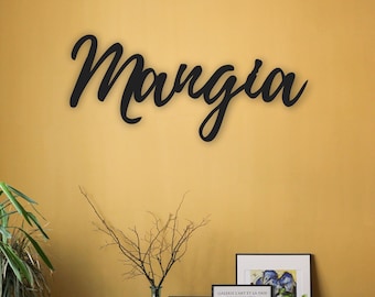 Mangia Wood Wall Sign: Italian Kitchen Decor