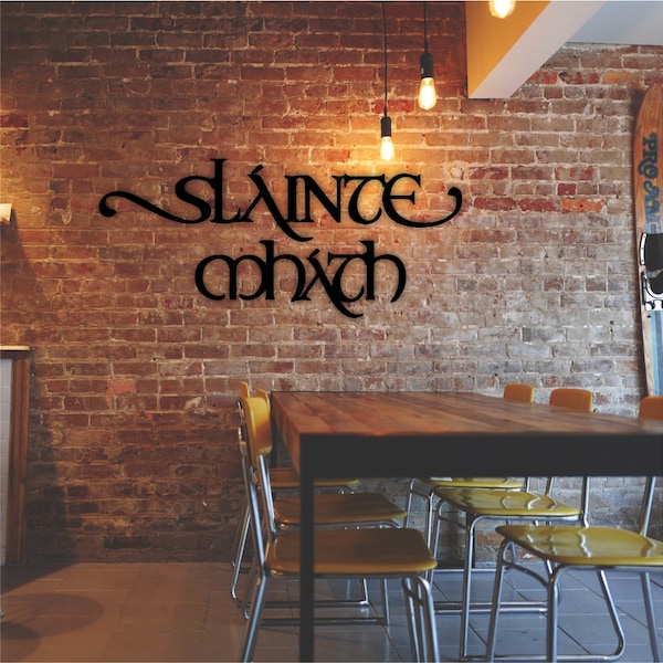 Sláinte Mhath Wood Sign: Irish Gaelic Cheers Wall Decor