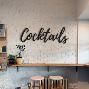 Classic Cocktails Sign / Large Wood Cocktails Sign / Cocktails Sign for Restaurant or Home Bar