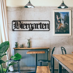 Custom Biergarten Sign: Old English Text, Baltic Birch