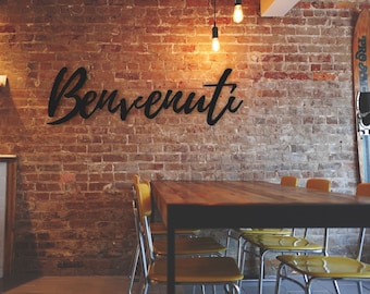 Benvenuti Wood Sign, Italian Welcome Decor