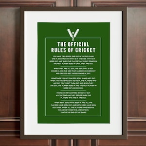 The Official Rules of Cricket | Humorous Art Print | Wall Art | A3 Print | Gifts for Him | Gifts for Her | Gift for Dad | Gift for Grandad