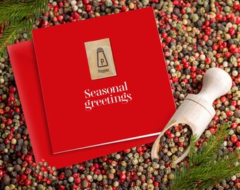 Funny Seasonal Greetings Christmas Card | Real Pepper Sachet | Fun cards | Contemporary | Modern | Unique