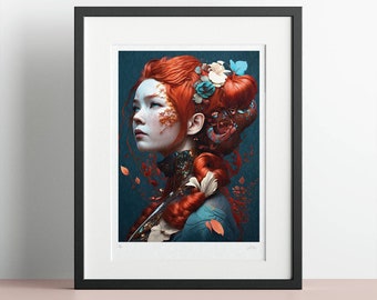 Japanese Yokai Spirit Two' fine art print | AI Digital Painting | Wall Art | Signed limited edition