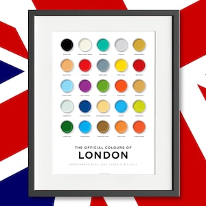 Kunstafdruk | De officiële kleuren van Londen | Londense kunstafdruk | Muurkunst | A3-afdruk | Cadeaus voor hem | Cadeaus voor haar