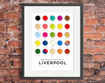 Art Print | The Official Colours of Liverpool | Liverpool Art Print | Wall Art | A3 Print | Gifts for Him | Gifts for Her