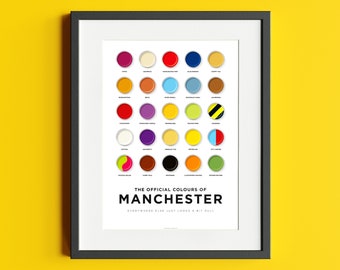 Art Print | The Official Colours of Manchester | Manchester Art Print | Wall Art | A4 Print | A3 Print | Gifts for Him | Gifts for Her