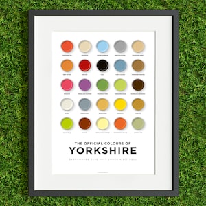 Kunstafdruk 'The Official Colors of Yorkshire' / Yorkshire cadeau / A4-afdruk / A3-afdruk / poster / cadeaus voor hem / cadeaus voor haar