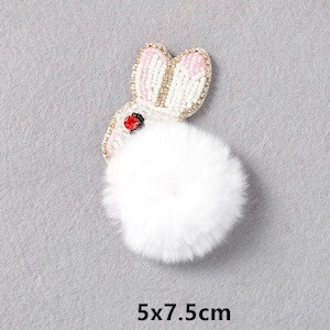 The rabbit patch white black cat crystal sew on patch beaded rhinestone handmade sequined patch