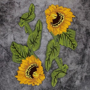 iron on patch/pair sunflower patch/large patch/embroidered PATCH/patch for child/kids/big patch/Applique/Accessories popular classical