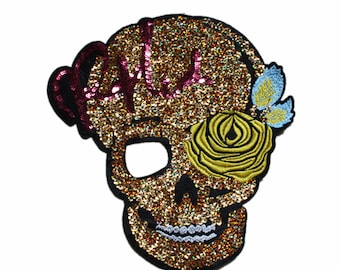 iron on skull sequined patch sequin shine bead embroidered PATCH shiny Applique accessories T-shirt embroidery popular ornament classical