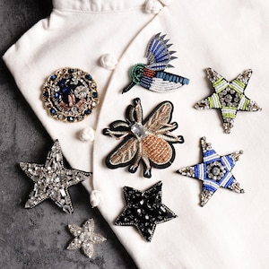 rhinestone patch bee crystal star sew on patch beaded handmade sequined patch