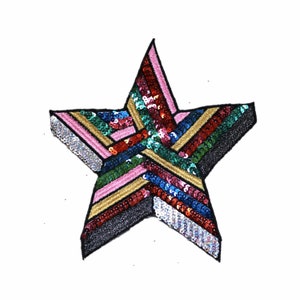 Bügelbild Stern Pailletten Applikation bunt Pailletten Glanz gestickt PATCH Applikationen Accessoires Jeans T-Shirt Stickerei beliebt klassisch