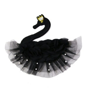 Black swan lace patch pearl bead Sequin Shine embroidered PATCH big Applique Accessories jeans popular ornament classical