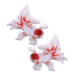 a pair goldfish patch pink blue embroidered PATCH embroidery iron on fish sew on patch