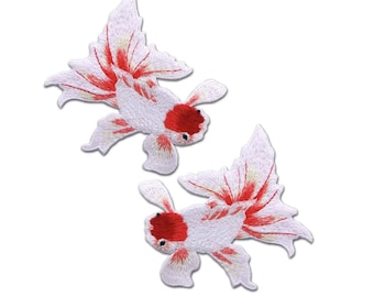 Goldfish patch Iron On Sew on embroidered badge Embroidery applique grande occhio di pesce