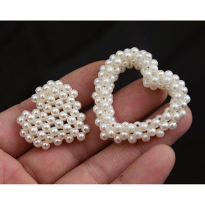 pearl heart bowknot DIY decorated crystal sew on patch beaded rhinestone handmade sequined patch