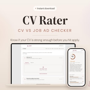 CV Rater Tool | Resume Checker vs Job Description | ATS Keyword Match Score | Job Application Helper | Digital Download