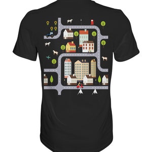 Auto Straßen Tshirt, Auto Spielshirt, Papa massage Shirt, Roadmap auf dem T-shirt Rücken, Kinder Playmat Shirt, Spielteppich Papa Shirt