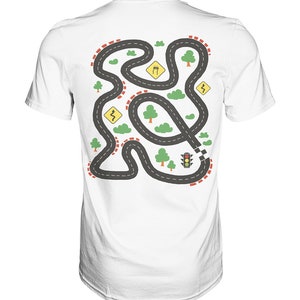 Auto Rennstrecke Massage T-shirt, Spielmatte Auto Shirt für Papa & Mama Rückenmassage T-shirt, Kinder Playmat Shirt