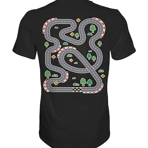 Auto Rennbahn Tshirt, Auto Spielshirt, Papa massage Shirt, Rennstrecke auf dem T-shirt Rücken, Kinder Playmat Shirt, Rennstrecke Papa