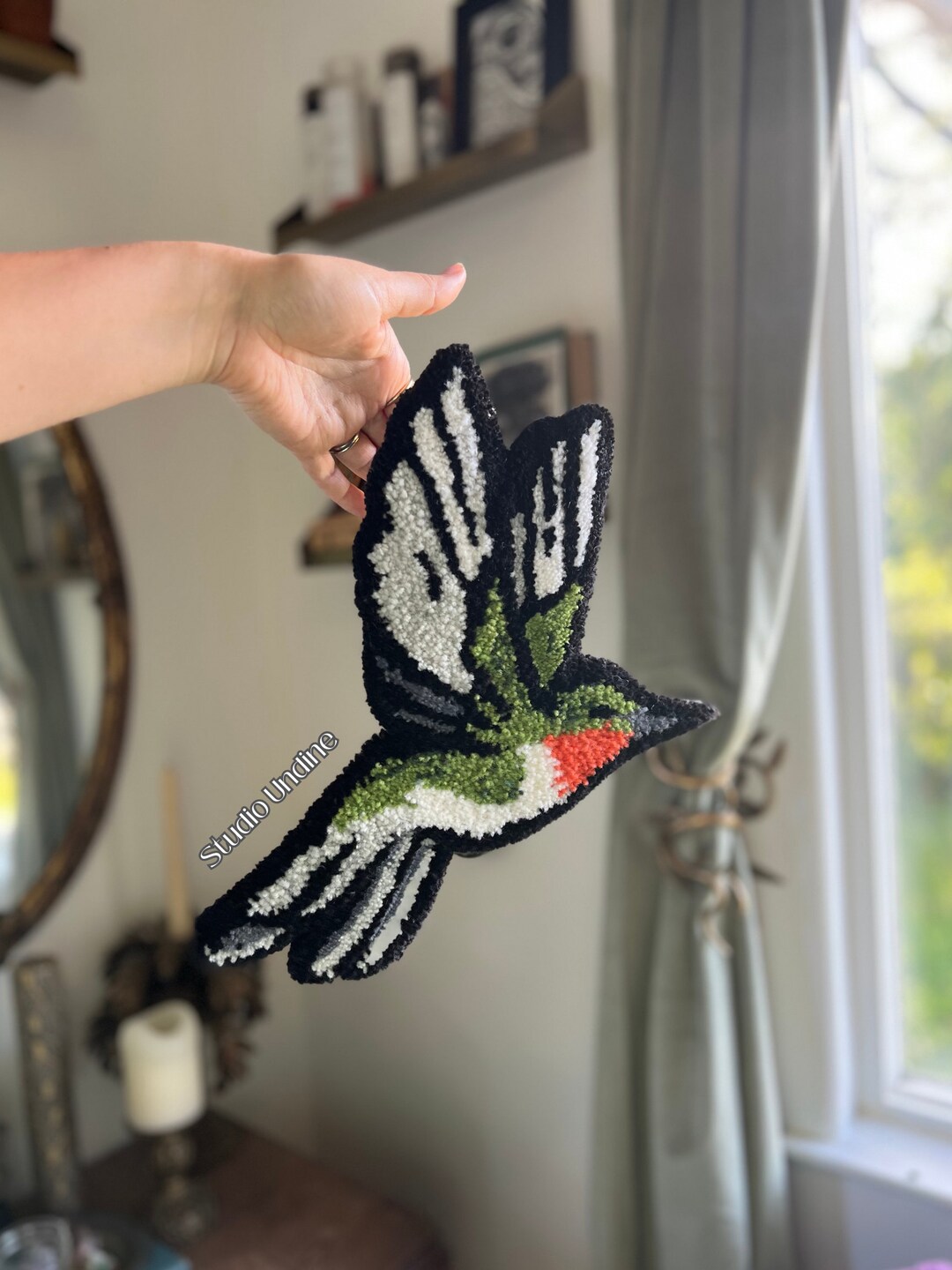MADE TO ORDER Tufted Wool Hummingbird Wall Hanging Etsy