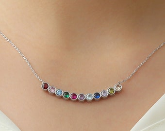 Birthstone Necklace - Family Birthstone Jewelry - Personalized Dainty Necklace - Mother's Day Gift - Mama Gifts - ST11