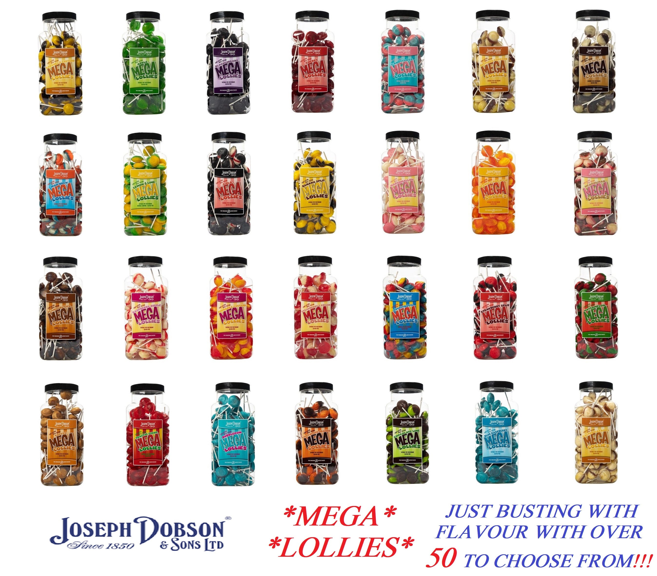 Dobsons Mega Lollies Lollipops Lolly Over 50 Flavours Retro Etsy UK