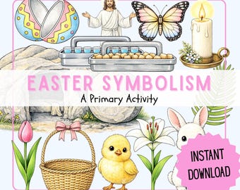 Easter Symbolism Clipart & Clue Cards for Primary Singing Time – Primary Easter Talk – LDS Easter Lesson Printable DIGITAL DOWNLOAD