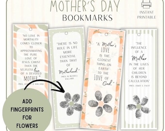 LDS Mother’s Day Bookmark Printable | Primary Gift from Kids | Handprint Flower Craft | Mothers Day Gift Idea | Homemade Gift for Mom