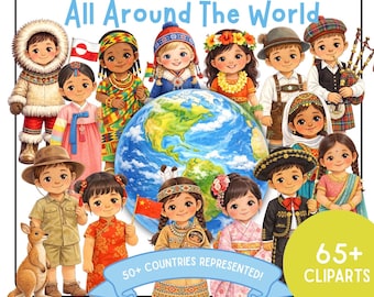 Children Around the World Bundle | Global Kids Cultural Illustrations | Primary Singing Time | Olympics Idea |Holding Hands Around the World
