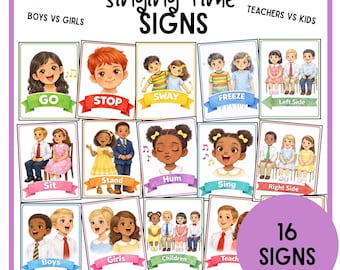 Singing Time Signs | LDS Primary Signs | Boys Vs Girls | Go And Stop | Action Signs for Music | Digital Download