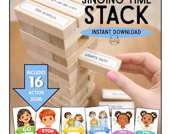 Singing Time Stack Game Printable | Primary Singing Time | LDS Church Music Game Printable | Boys vs Girls Go Stop Signs
