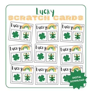 Tarjetas rasca y gana del Día de San Patricio para la Actividad de la Hora del Canto de Primaria Idea DIVERTIDA para la Hora del Canto de Primaria Tarjetas rasca y gana de la suerte DIGITALES