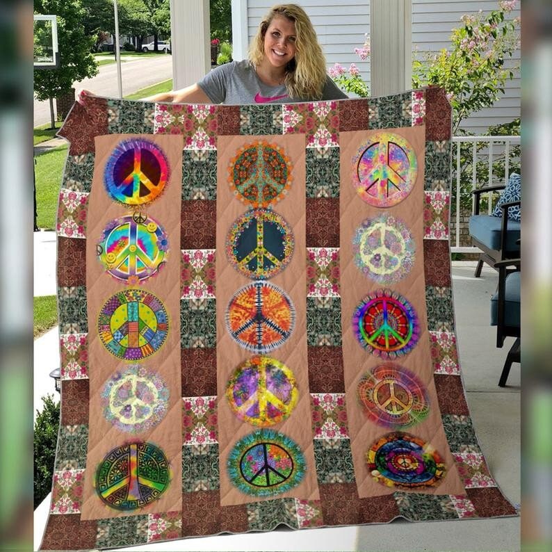 2021 Quilt Hippie Peace Super Soft Light Weight Quilt Hippie Etsy