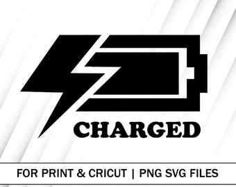 Charged SVG and PNG Files Clipart Charged Print SVG Digital Download Cricut Cut File Charged Silhouette Cut Files