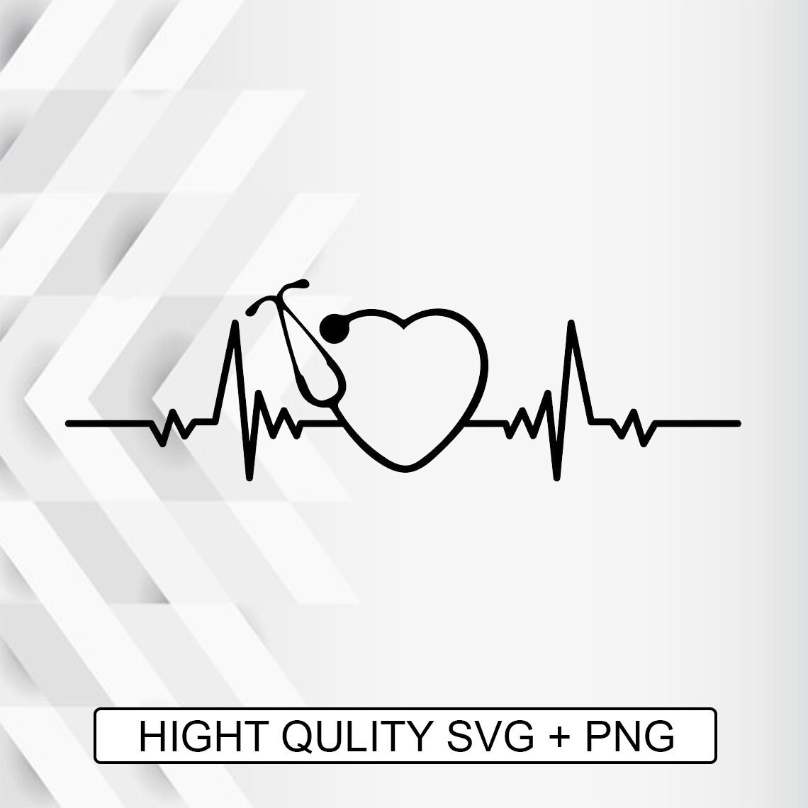 Stethoscope Heartbeat Heart beat Clipart Vector SVG Digital Etsy