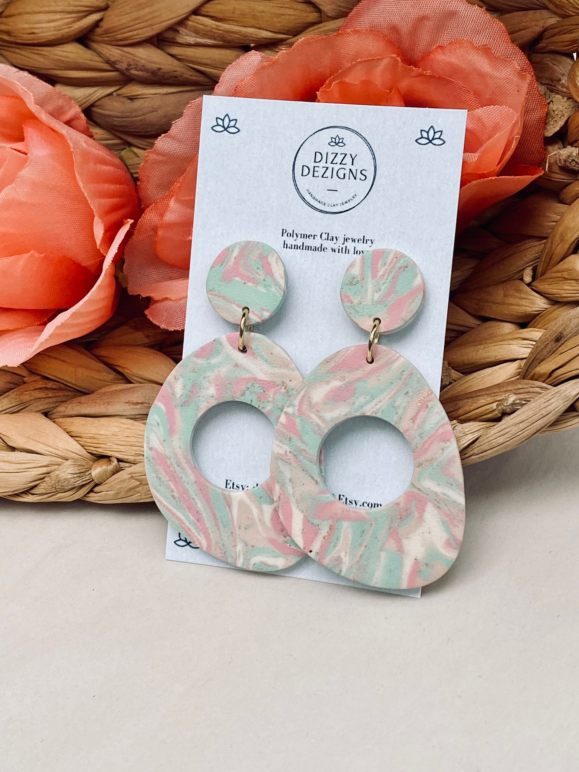 Nickel Free Handmade Polymer Clay Earrings Cloudy Day Landscape