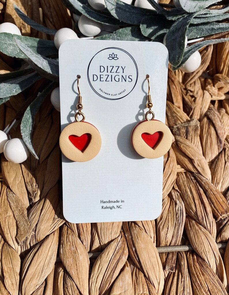 Heart Jam Cookie Earrings Polymer Clay Hypoallergenic Etsy