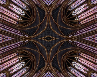 Sainte Chapelle - Modern, Abstract, Original, Color, Square, Photo, Print, Paris, France, Chapel, Stained Glass