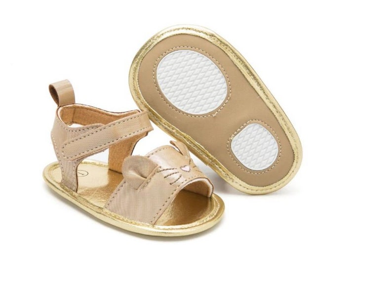 Summer Baby Girl Cat Sandals Tan and Pink Shoes Newborn Baby Soft Soled Shoes