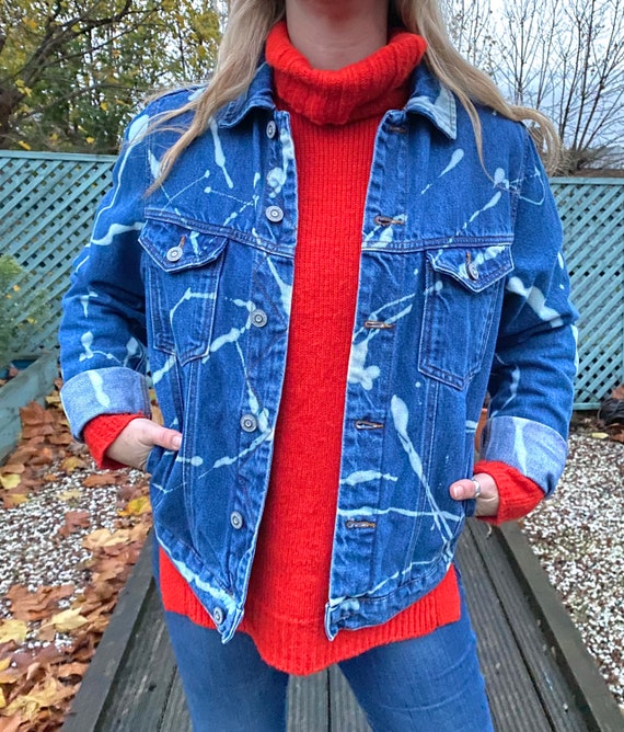 Paint splatter shop denim jacket womens