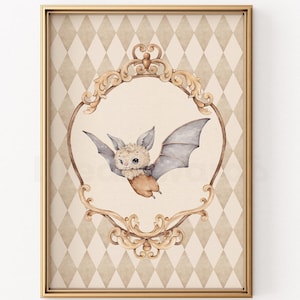 Schattige vleermuis 2 | Halloween-collectie | Aquarelprint | Leuke vleermuisillustratie, griezelige en lieve kunst voor Halloween, grillig vintage decor