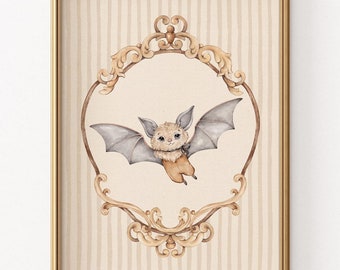 Cute Halloween Bat Print | Whimsical Vintage Decor