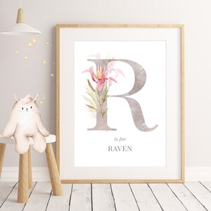 R / Native Australian Flora Collection / Impresión inicial de cartas / Impresión de acuarela / Arte de pared de vivero botánico personalizado, regalo de baby shower