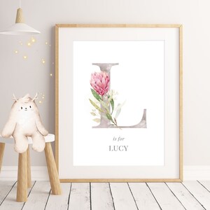 L / Native Australian Flora Collection / Impresión inicial de cartas / Impresión de acuarela / Arte de pared botánico personalizado, Impresión de arte de vivero
