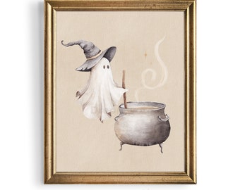 Zauberkessel | Halloween-Kollektion | Aquarell Druck | Halloween Geist Kunst, Hexenhut, Halloween Spirit, Herbst oder Halloween Dekor